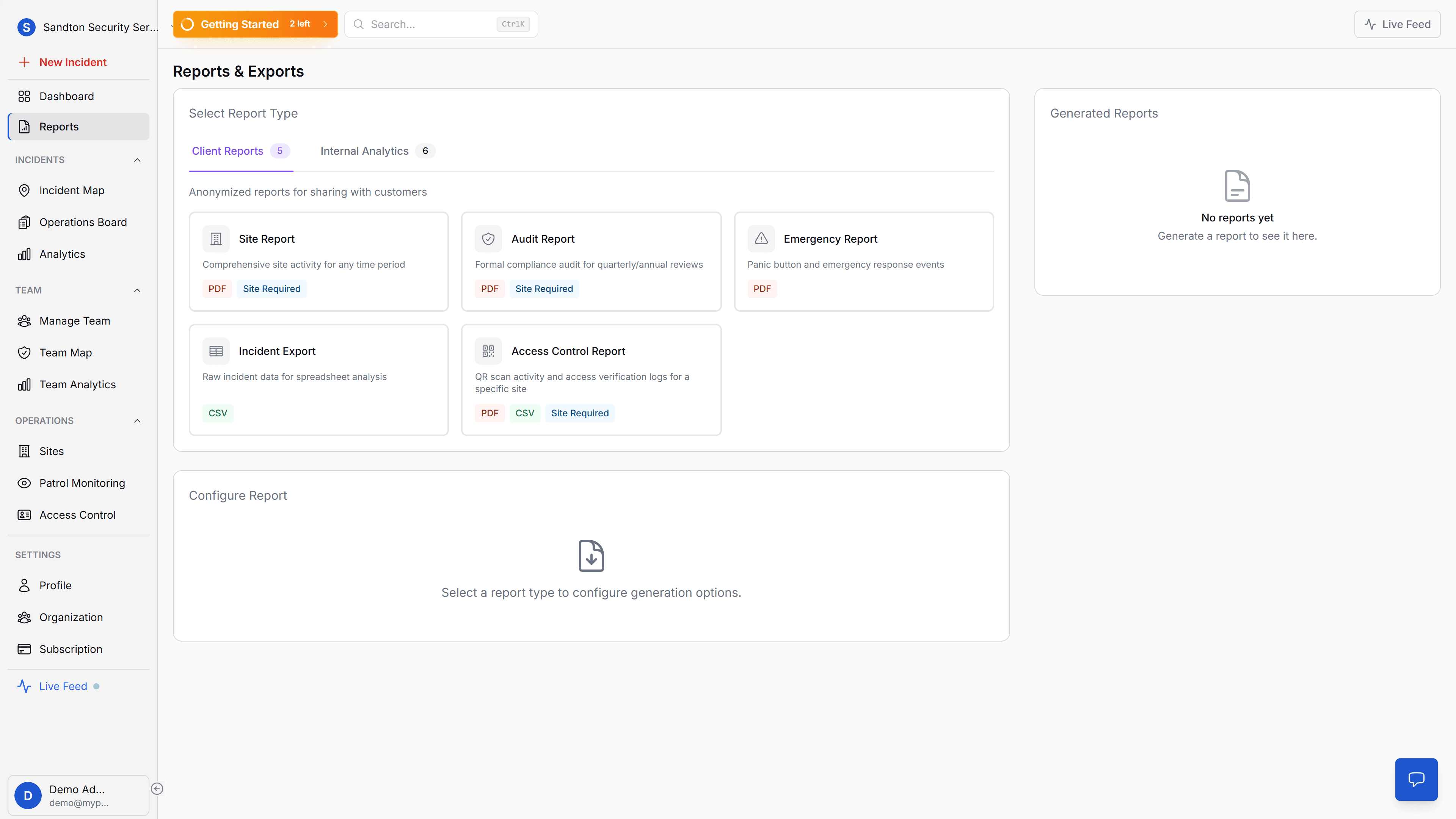MyProtektor Generated Reports