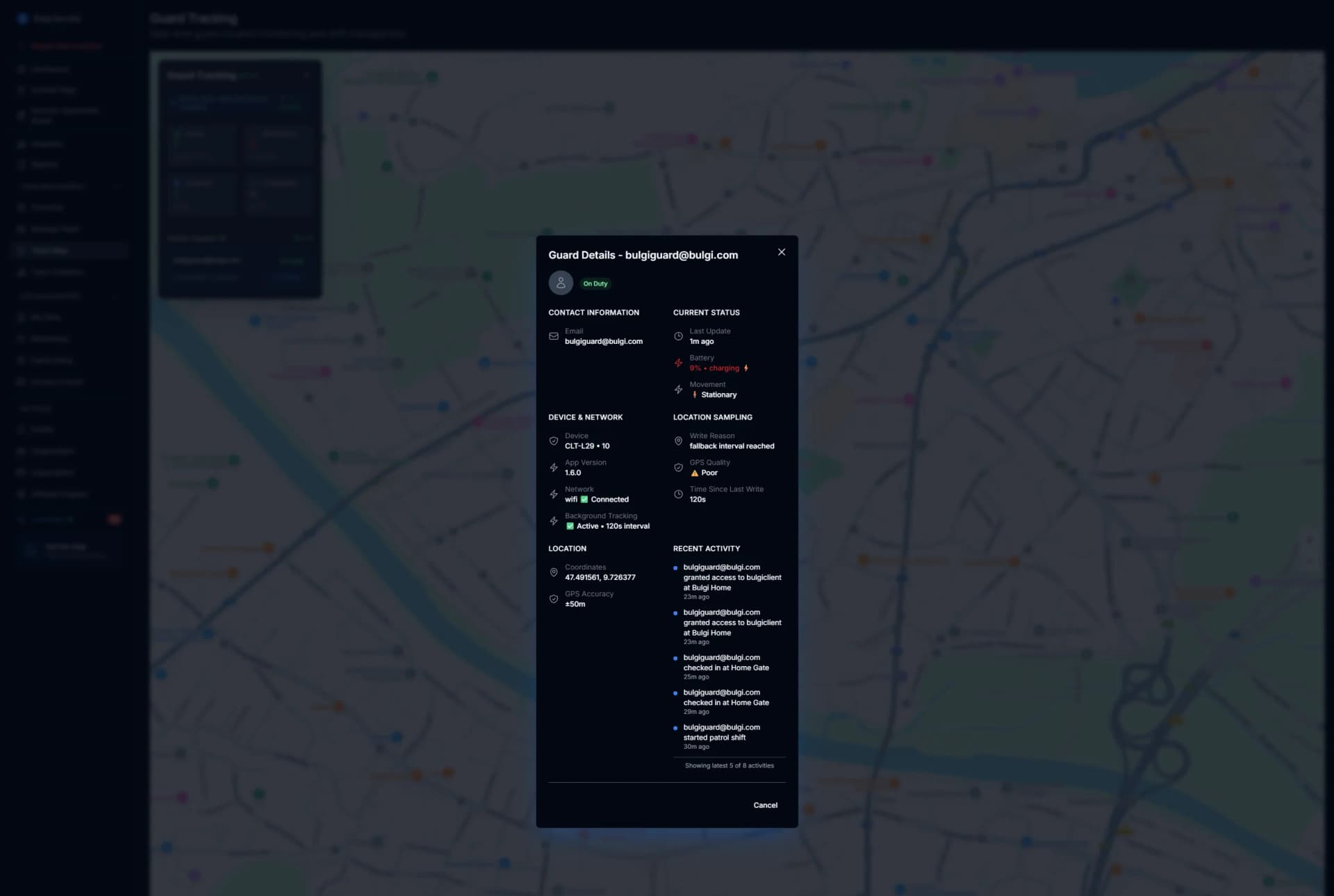 MyProtektor Live Guard Map