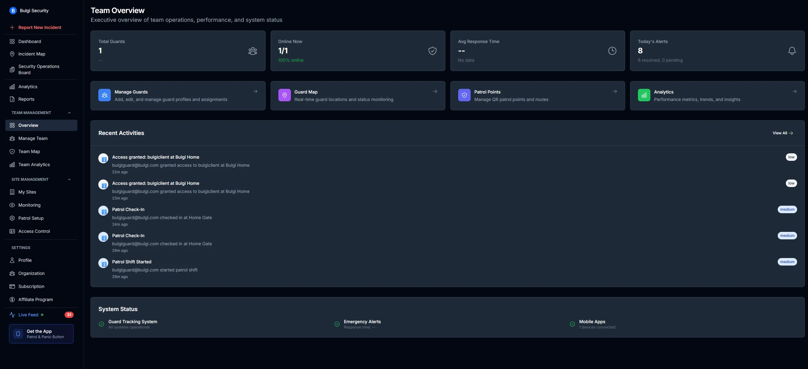 MyProtektor Team Overview
